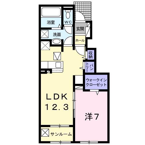 フォレスト パーク B(1LDK/1階)の間取り写真
