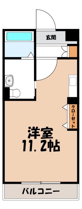 ガーデンコート(ワンルーム/1階)の間取り写真