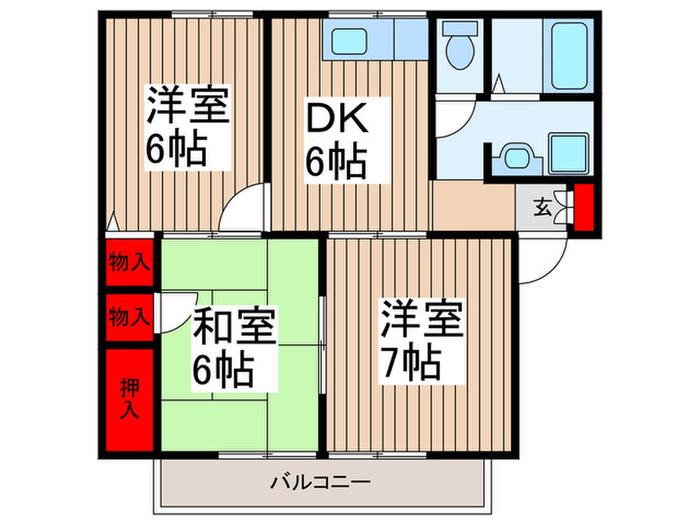 メゾンパークス(3DK/2階)の間取り写真