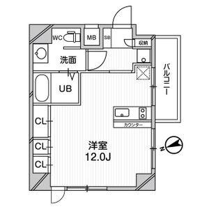 メゾン夕陽ヶ丘(ワンルーム/6階)の間取り写真
