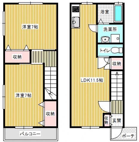 カミーノ(2LDK/1階)の間取り写真