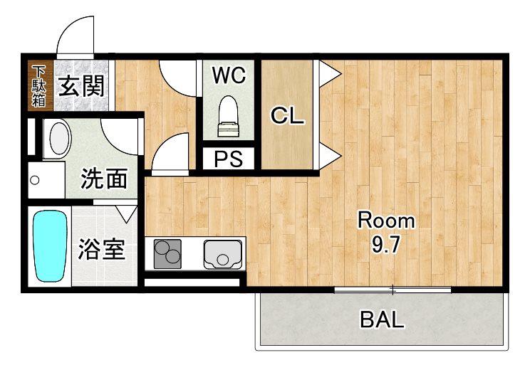 REPOSER AKANE(1K/1階)の間取り写真