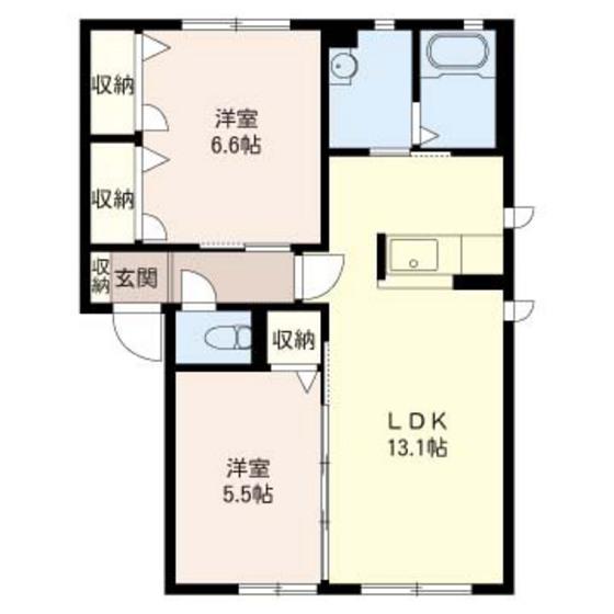 プレジールシャトーABC(2LDK/1階)の間取り写真