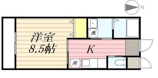 ルガール直川(1K/2階)の間取り写真