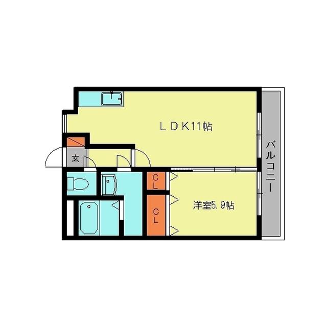 アクセスシティ千歳I(1LDK/6階)の間取り写真