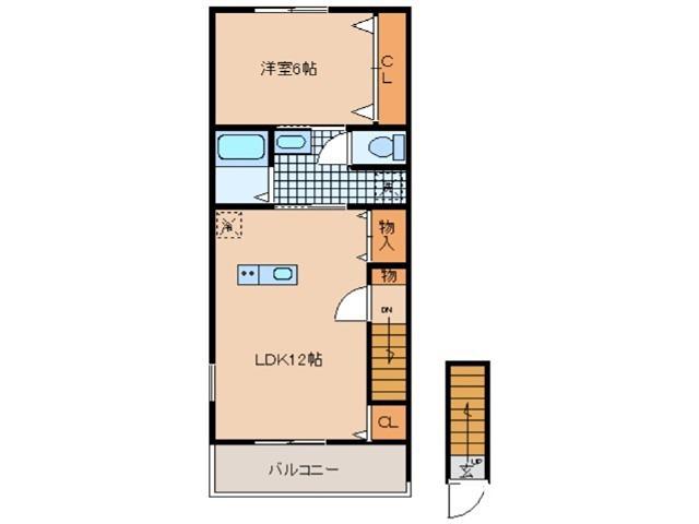 サン トロ ポローニア(1LDK/2階)の間取り写真