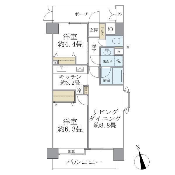 シティハイツ中落合(2LDK/8階)の間取り写真