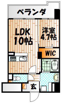 グランヒルズ戸畑(1LDK/3階)の間取り写真