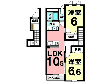 ハイツ彩(2LDK/2階)の間取り写真