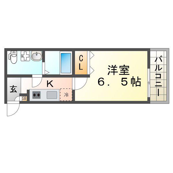 WING(1K/1階)の間取り写真