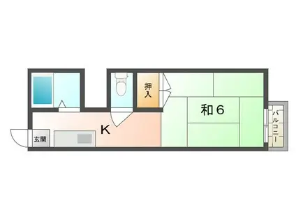 橋中ハイツ(1K/2階)の間取り写真