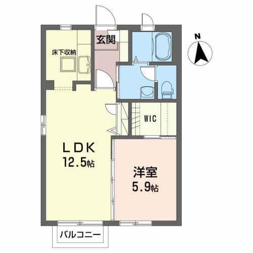 アスールコートIII(1LDK/2階)の間取り写真