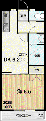 アルベルゴ(1DK/2階)の間取り写真