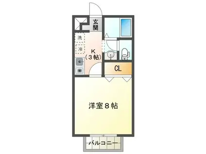 ベルリード嬉野(1K/2階)の間取り写真