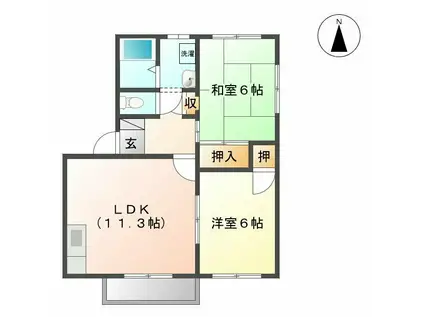 モンシャトー可児C(2LDK/2階)の間取り写真