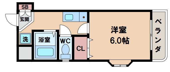 アーバンコートアベノII(1K/2階)の間取り写真