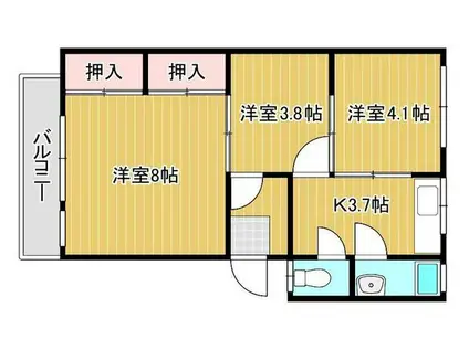 鵜崎マンション(3K/5階)の間取り写真