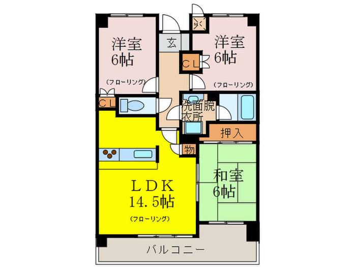 ロイヤルクローバー(3LDK/4階)の間取り写真