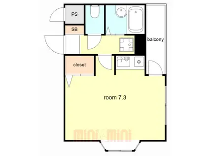 ルシール平井(ワンルーム/2階)の間取り写真