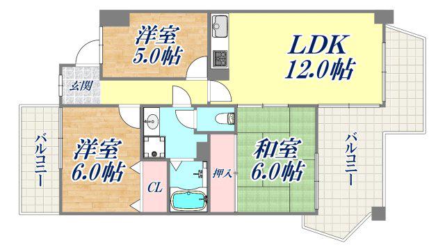 ガーデンハイツ桃山台弐番館(3LDK/3階)の間取り写真