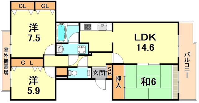 シュネルパーク・レジデンス(3LDK/3階)の間取り写真
