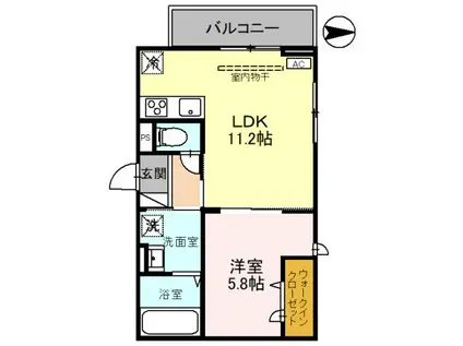 D-ROOM盛岡本宮 C棟(1LDK/3階)の間取り写真