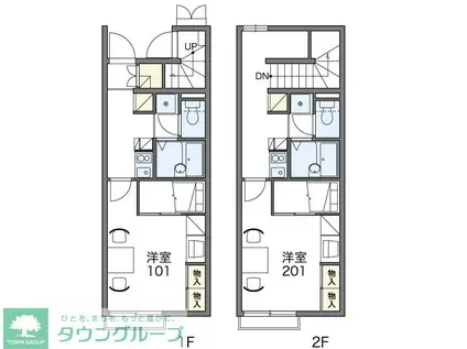 レオパレスベルウィング 37153(1K/2階)の間取り写真