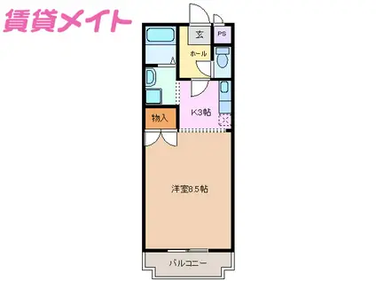 ライフピット羽津(1K/1階)の間取り写真