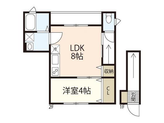 メゾンカリーノ牛田新町NO2(1LDK/2階)の間取り写真