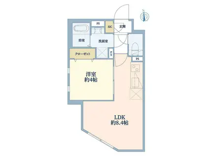 エルファーロ下北沢V(1LDK/1階)の間取り写真
