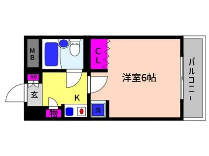 フルール岡本(1K/4階)の間取り写真