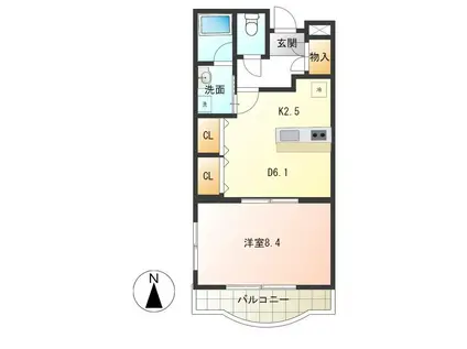 グランシティー(1DK/1階)の間取り写真