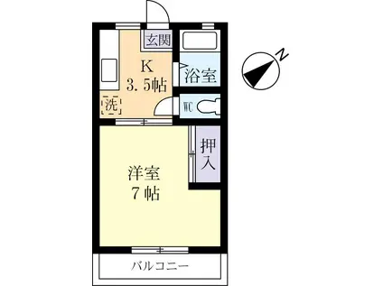 サクラハイムD(1K/1階)の間取り写真