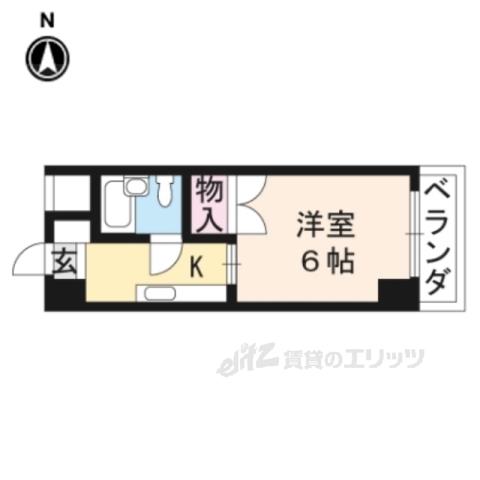 グランディール堤(1K/4階)の間取り写真