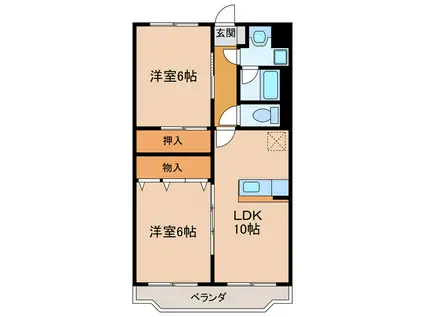 フリーデン(2LDK/2階)の間取り写真