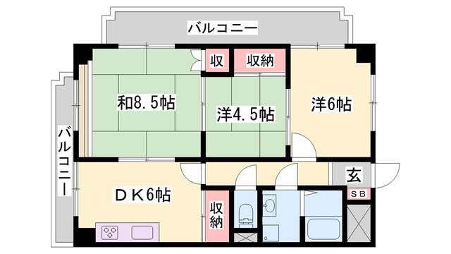 コーポ龍野(3DK/2階)の間取り写真