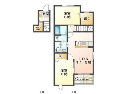 アルドーレ(2LDK/2階)の間取り写真