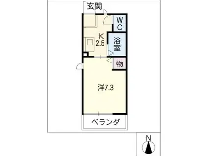 ノウブル前山(1K/1階)の間取り写真