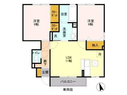 晄颯 弐(2LDK/1階)の間取り写真