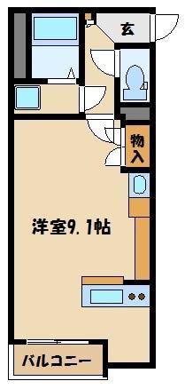 ミランダフェリオ(ワンルーム/2階)の間取り写真