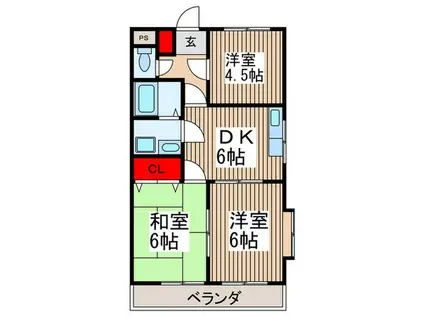 グリーンエイト3号棟(3DK/1階)の間取り写真