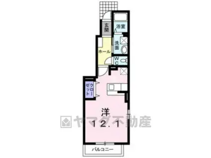 シャンドフルール関 Ⅱ(ワンルーム/1階)の間取り写真