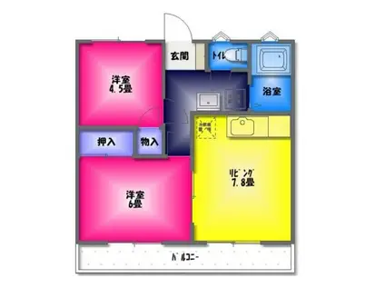 サンハイツ(2DK/2階)の間取り写真