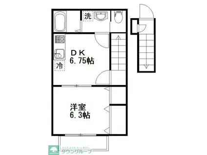 クラスカ(1DK/2階)の間取り写真