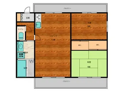 エルセゾン真弓(2LDK/2階)の間取り写真