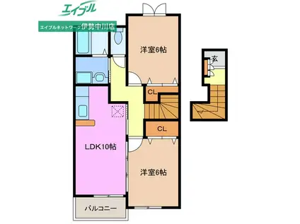 ポラリスB棟(2LDK/2階)の間取り写真