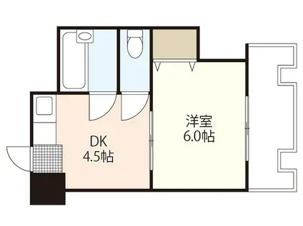 幟ビル(1DK/6階)の間取り写真