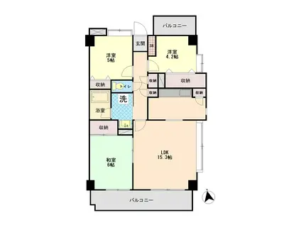 グレース代官III(3LDK/5階)の間取り写真