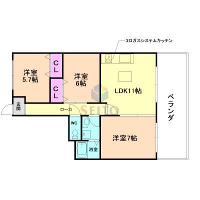 ヴェルドミール桃山台(3LDK/4階)の間取り写真