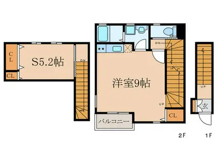 フェリオ鷺宮(ワンルーム/2階)の間取り写真